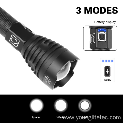 Zoomable 50W XHP90 rechargeable led flashlight